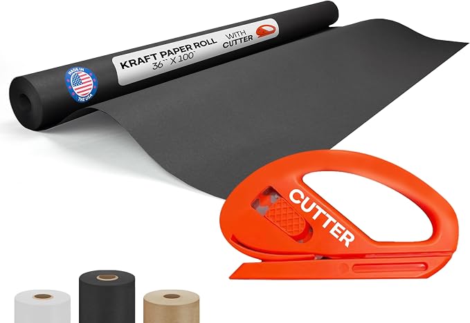 Black Kraft Paper Roll 36" x 1200" by IDLPackaging