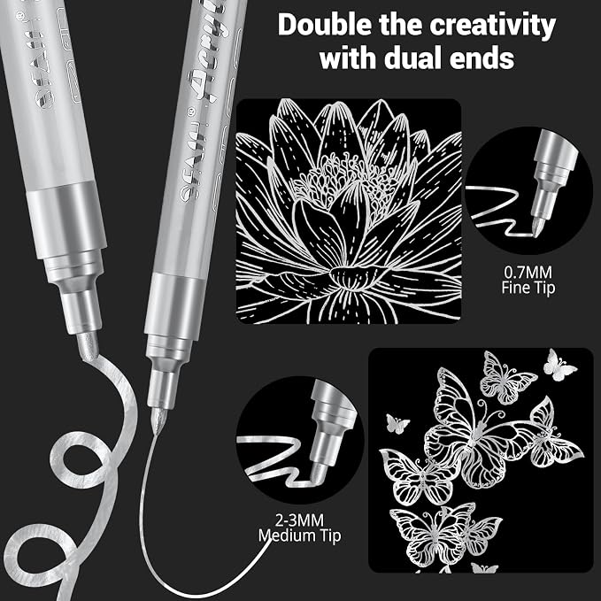 SFAIH Acrylic Silver Paint Pens - Image 2