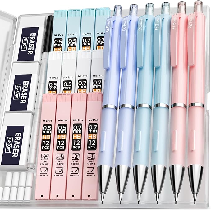 Nicpro 6PCS Pastel Mechanical Pencil Set by Nicpro