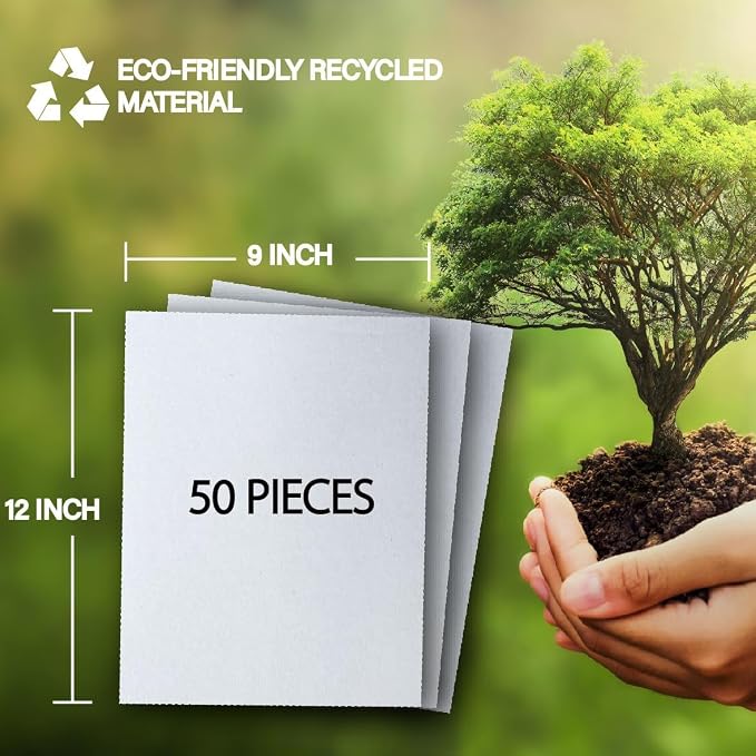 50 Packs 9x12 Inch Cardboard Sheets, Premium White Corrugated Cardboard Backing - Image 5