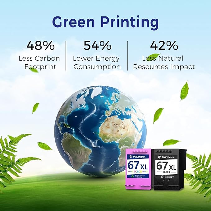 67XL Printer Ink Compatible for HP Ink 67 Replacement for HP67 67XL Ink Cartridges Black/Color Combo Pack Fit for DeskJet 2855e 2827e 4255e 2800e 2700e 2755e 4155e Envy 6000 6055e 6400 6455e Printer-DeskLoop Office