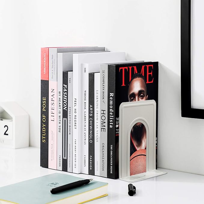 HappyHapi Book Ends, Non-Skid Metal Bookend Supports - Image 7