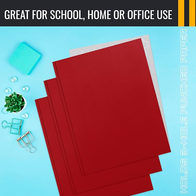 Better Office Products Plastic Folders, 50 Pack Red Paper Folders - Image 6