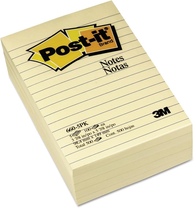 Post-it Notes, 4 x 6 in, The Iconic Canary Yellow Note, 5 Lined Pads | School - Image 4
