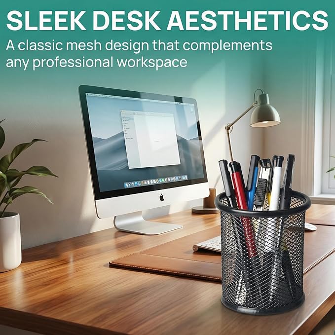 Nicunom 12 Pack Metal Pen Holder Wire Mesh Pen Cup Pencil Holder Pencil Cup - Image 5