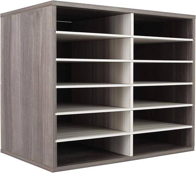 TQVAI Wood Literature Organizer, 12 Slots Hold 6000 Sheets A4 Papers, Wooden by TQVAI