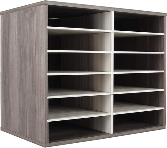 TQVAI Wood Literature Organizer, 12 Slots Hold 6000 Sheets A4 Papers, Wooden by TQVAI
