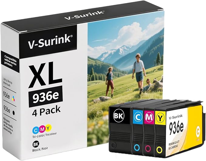 936XL 936 Ink Cartridges for HP Printers Replacement for HP 936 Ink Cartridges Combo Pack (4-Pack) - High Yield Compatible for HP Officejet Pro 9125e 9120e 9730e 9135e-DeskLoop Office
