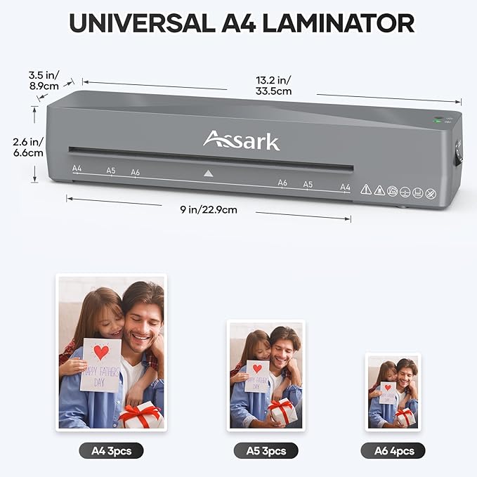 Laminator Machine 9 Inch, laminator with 10 Laminating Sheets, Laminating Machine Quick preheating with Paper Cutter, Low Noise, Plastificadora with ABS Jam Free-DeskLoop Office