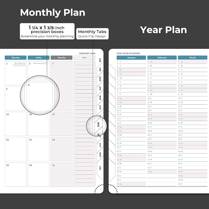IN-LUXPRO Planner 2026 Daily Weekly and Monthly, 12 Months Spiral Bound - Image 4