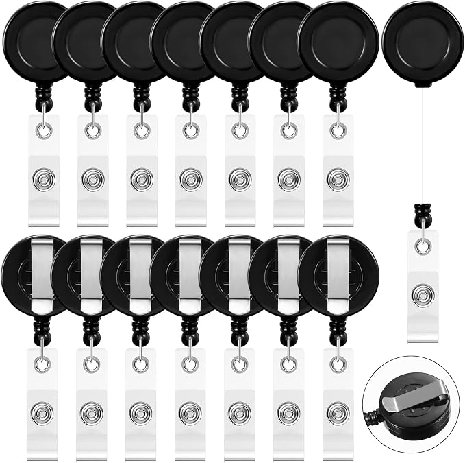 Zonon 30 Pcs Retractable Badge Reel Clips ID Card Holder Reel by Zonon