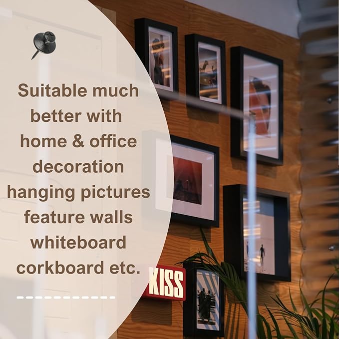 50pcs Silver Thumb Tacks for Wall Picture Hangers Heavy Duty Push pins for Wall Double Headed thumbtacks for Hanging Metal Wall Tacks Wall pins Nails Hooks (Silver)-DeskLoop Office