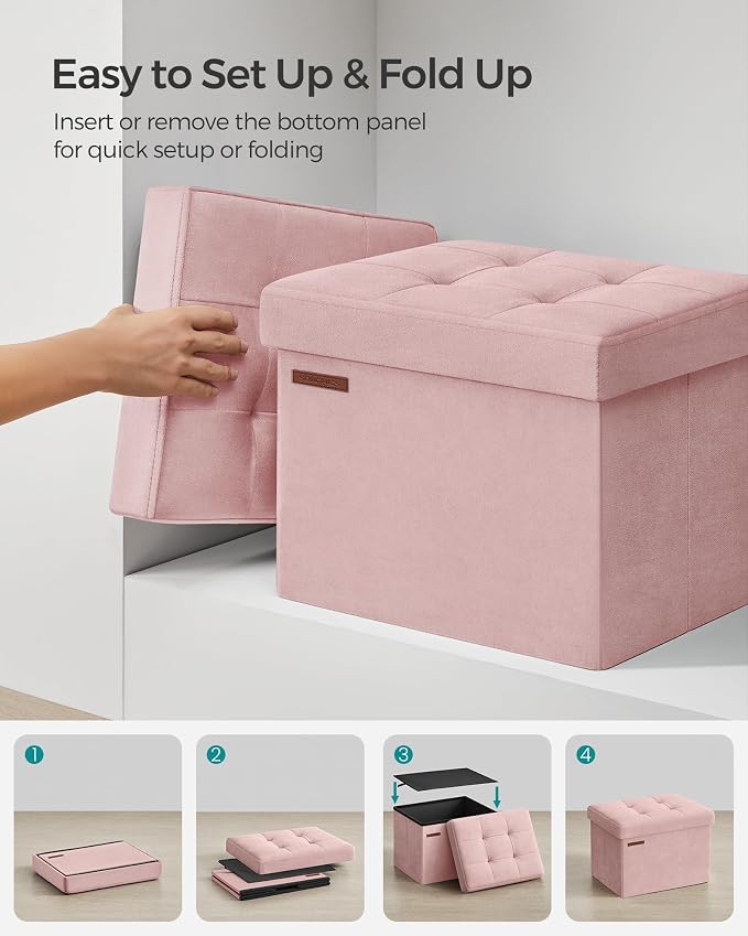 SONGMICS Storage Ottoman, Foldable Small Ottoman Foot Rest, 12.2 x 16.1 Inches - Image 7