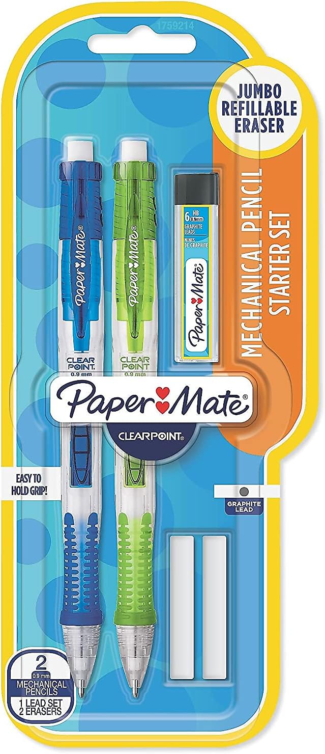 Paper Mate 1759214 Clear Point Mechanical Pencil Starter Set, 0.9 mm, Lime Green - Image 4