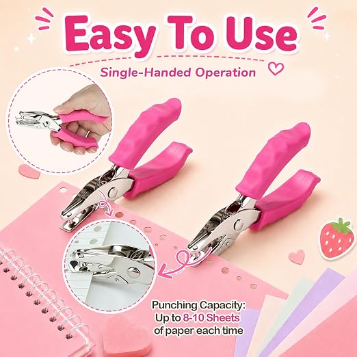 2-Pack Single Hole Punch, 1/4" & 1/8" Paper Hole Puncher - Image 5