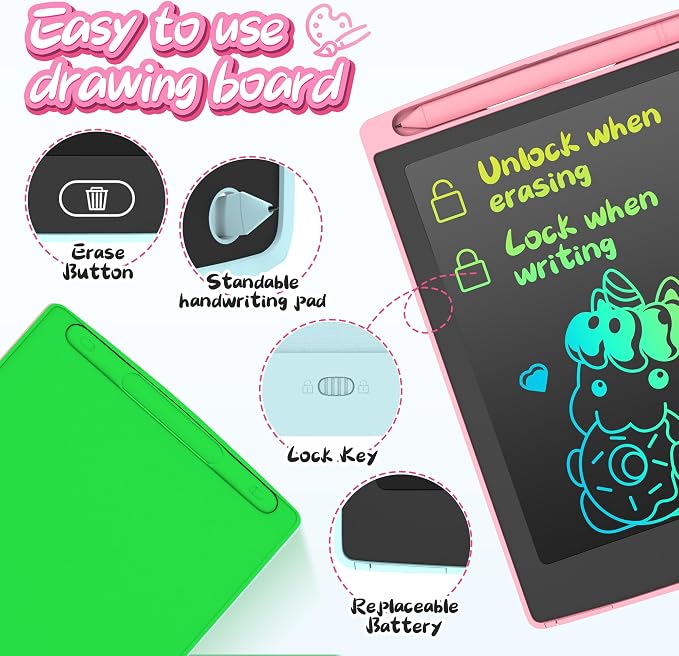3 Pack LCD Writing Tablet, Colorful Toddler Drawing Tablet Doodle Board - Image 2