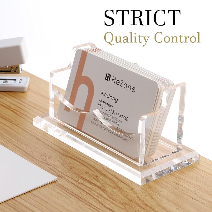HeZone Business Card Holder for Desk Display, Business Cards Case Rack 1 Pack - Image 4
