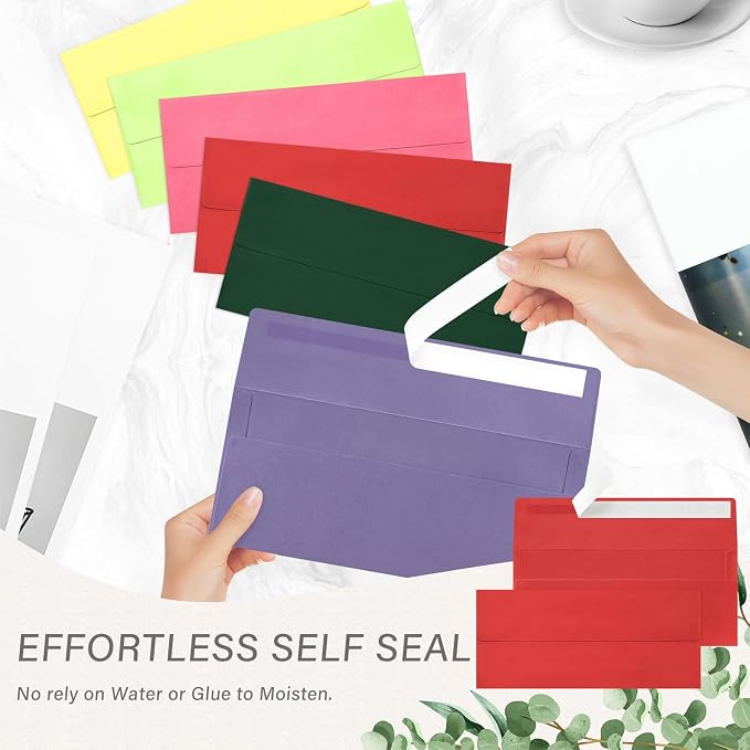 200 Pack #10 Business Envelopes, Self Seal Standard Christmas Red Envelopes - Image 5