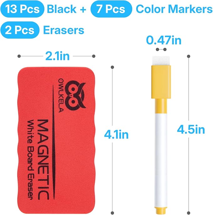 OWLKELA 20 Pcs Colorful Magnetic Erasable Markers - Image 2