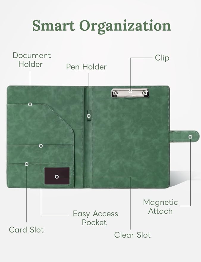 Clipboard Folder Padfolio, Mymazn Writing Portfolio Faux Leather Clipboards - Image 4