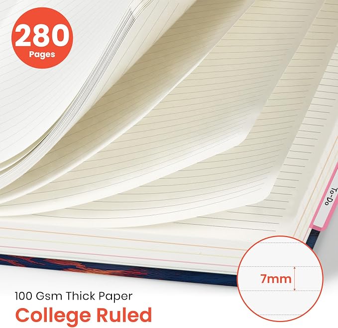 Large Lined Spiral Journal for Women Cute Hardcover 5 Subject Notebook for Work - Image 2