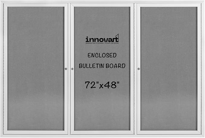 INNOVART Enclosed Bulletin Board 72” x 48”, Lockable Fabric Noticeboard by INNOVART