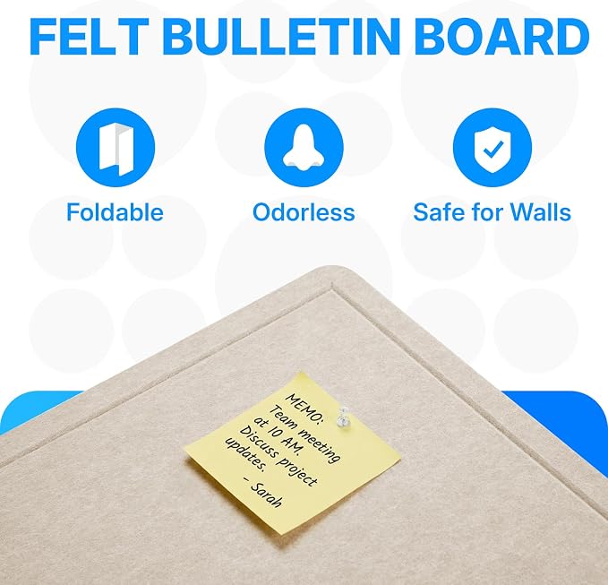 OWLKELA Large Bulletin Board, 48 x 36 inches Foldable Felt Pin Board, - Image 3