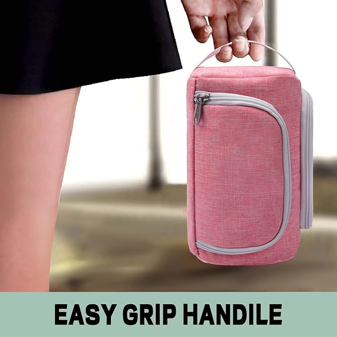 XQXA Extra Large Capacity Pencil Case Organizer, Multifunctional Pencil Pouch with Compartmens, Travel Simple Stationery Bag, Nylon Pencil Bag for Adults (Pink)-DeskLoop Office