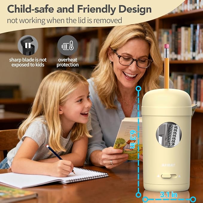 AFMAT Electric Pencil Sharpener, Fully Automatic Pencil Sharpener - Image 6