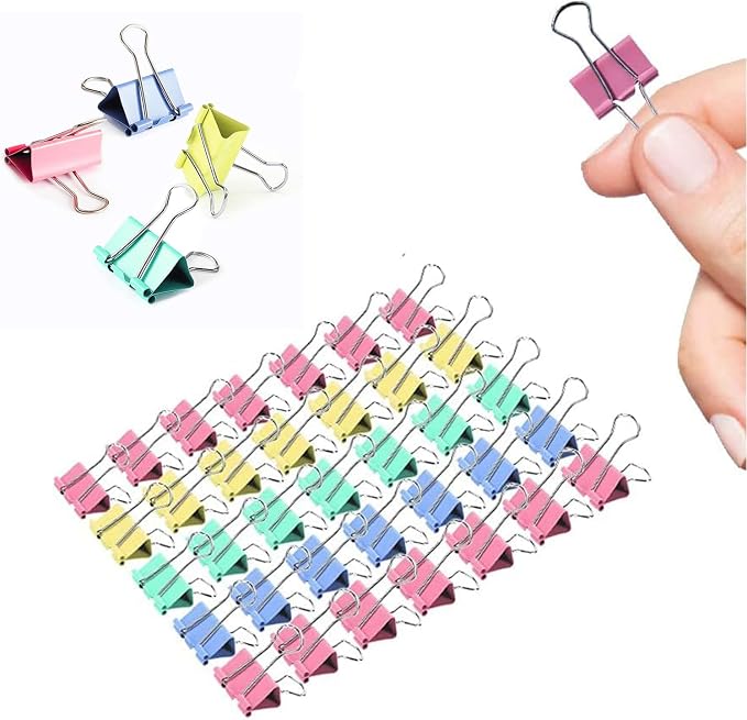 Mini Binder Clips, 120 Pack, 5/8 Inch, Standard 15mm, Micro Paper Clips by Makanu