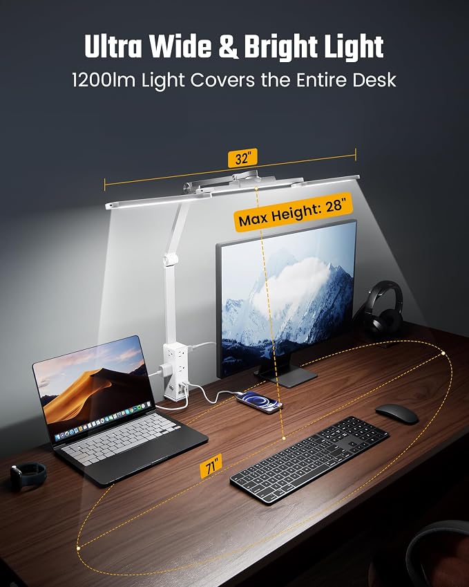 SUPERDANNY LED Desk Lamp with Power Strip - Image 4