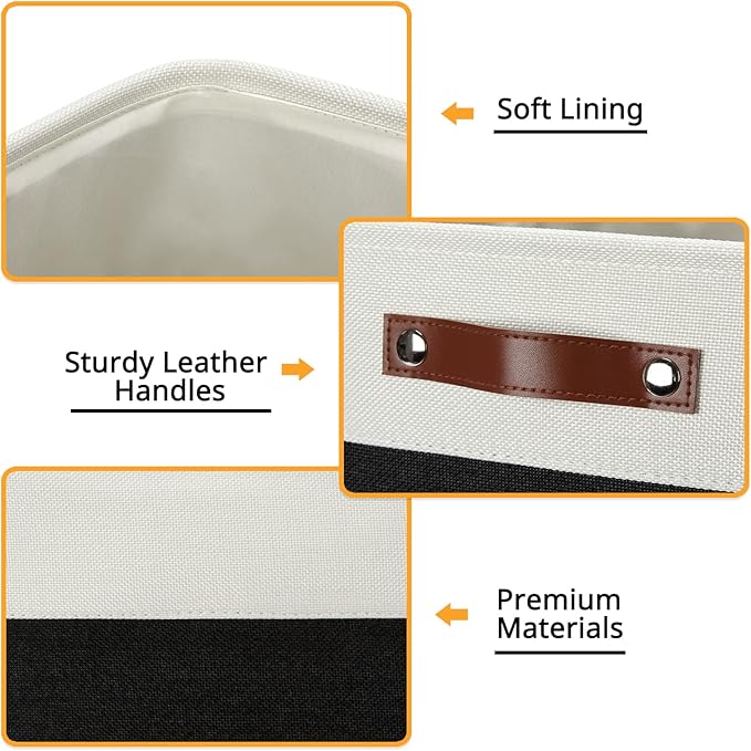 DULLEMELO Storage Baskets, 13 Inch Cube Storage Bins for Shelves Closet Nursery Toy Storage, Foldable Linen Closet Organizers Storage Baskets for Toy Closet Storage?4 Pack - 13" White&Black)-DeskLoop Office