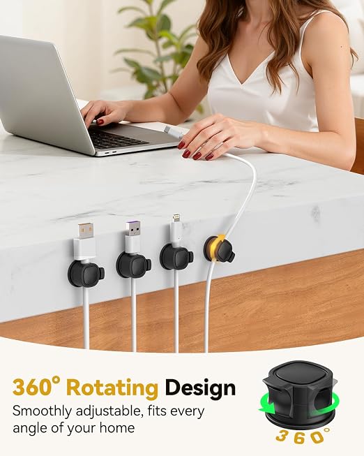 INCHOR Rotatable Cord Organizer 6Pack, Spring Cable Clips - Image 2