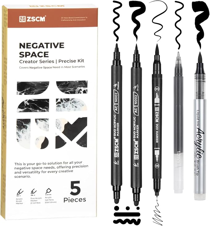 ZSCM 5 Pack Black Acrylic Ink Pens by ZSCM