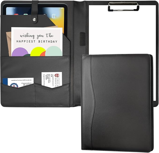 Portfolio Folder Padfolio with A4 Clipboard, PU Leather Portfolio Clipboard by Hehyxade