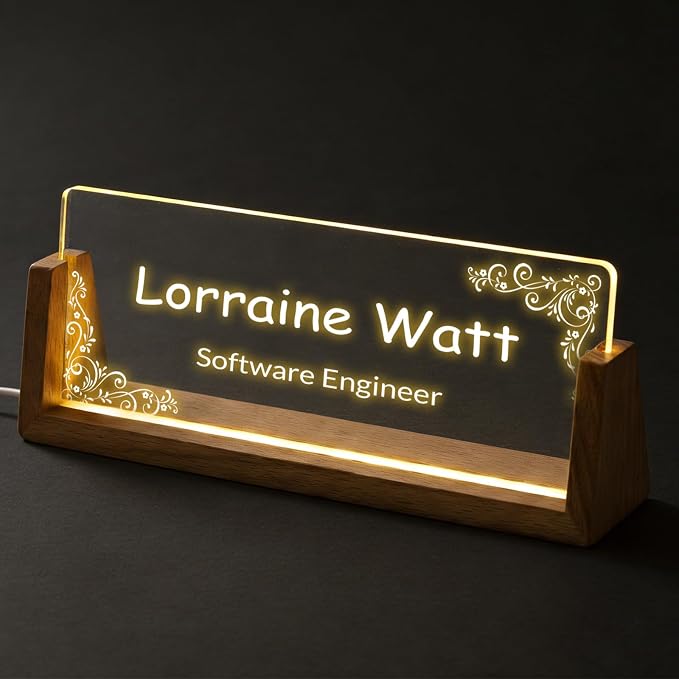 Custom Desk Name Plate, Light Up Acrylic Office Sign, Personalized Gift - Image 2