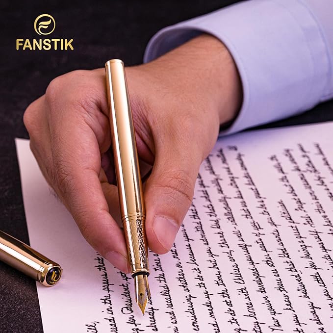 Gold Luxury fountain pen (Made In USA) fancy gift set for women, Real 24K Gold Plating, Professional executive pen gift set for men (Lux fountain Gld)-DeskLoop Office