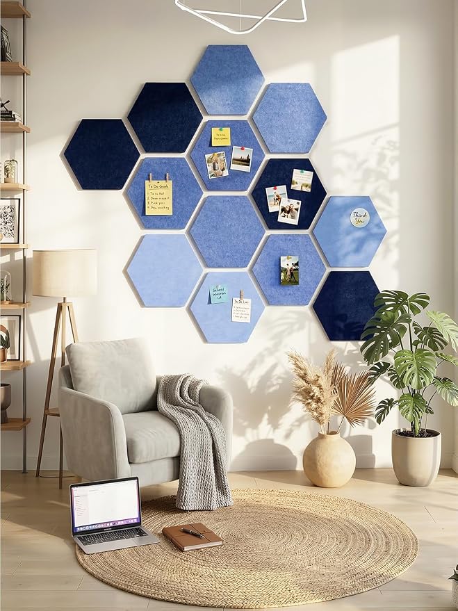 8 Pack Hexagon Felt Bulletin Board Tiles - Image 7