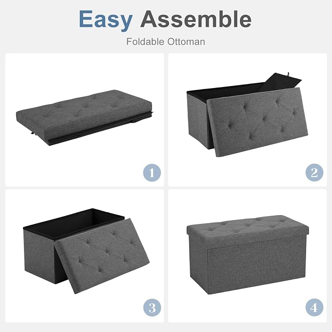 DUMOS 30in Storage Ottoman Bench, Storage Chest, End of Bed Foot Rest Stool - Image 7
