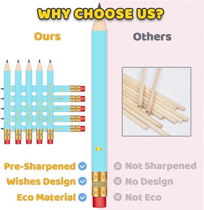 50Pcs - Baby Shower Sharpened Half Pencils - Image 2