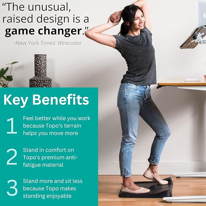Topo Mini Comfort Mat by Ergodriven | The Smaller Not-Flat Anti-Fatigue Standing Desk Mat with Calculated Terrain | Accessories | Obsidian Black-DeskLoop Office