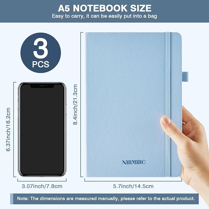 Lined Journal Notebook for Women Men, 3 Pack 160 Pages Hardcover Journaling - Image 5
