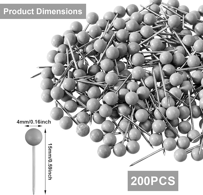 XIHIRCD 200pcs Push Pins, Map Tacks Round Head Map Push Pins Small Thumb Tacks - Image 2