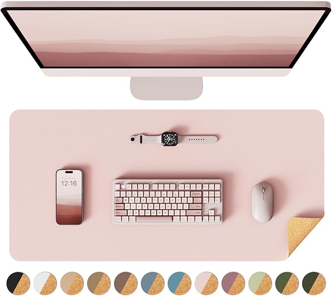 YSAGi Double-Sided Desk Pad, Leather Desk Mat, Eco Cork Desk Pad Protector by YSAGi