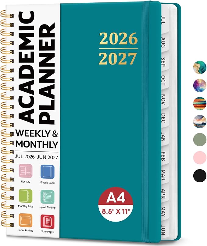 8.5" x 11" Academic Planner 2026-2027, Weekly & Monthly Calendar Planner Book by JEJEGO