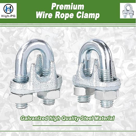 30PCS 1/4" Galvanized Zinc-Plated Wire Rope Cable Clamp Clips, M6 Wire Cable - Image 3