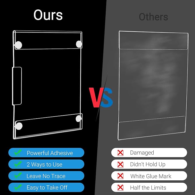 12 Pack Acrylic Sign Holder 8.5 x 11 Wall Mount, Vertical & Horizontal Use - Image 5
