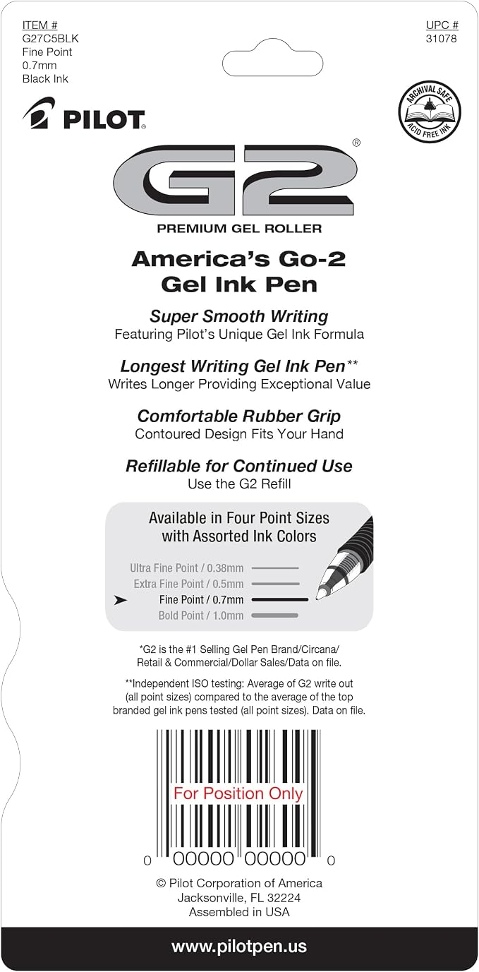Pilot G2 Pens, Premium Refillable and Retractable Rolling Ball Gel Pens - Image 2