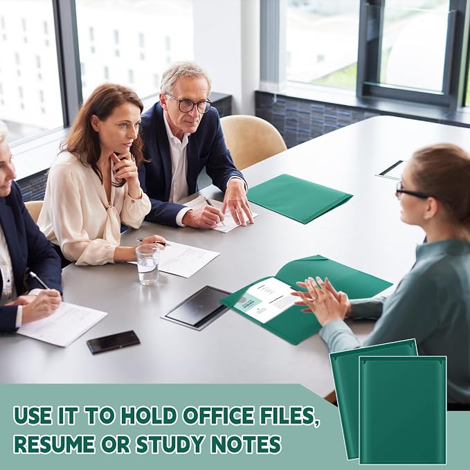 Henoyso 36 Pack Forest Green Plastic Folders - Image 6
