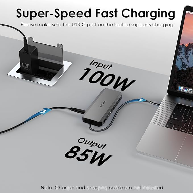 WAVLINK USB C Docking Station Dual Monitor, USB-C Hub Laptop Triple Display with 2 HDMI,DisplayPort, 100W PD Charging, Ethernet, 5 USB, SD/TF Read, Audio for MacBook Dell HP Lenovo Surface, Grey-DeskLoop Office